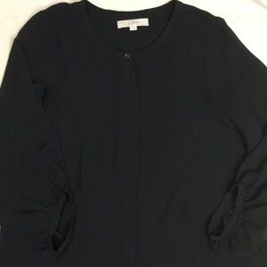Ann Taylor Loft Blk semi Sheer blouson sleeve top